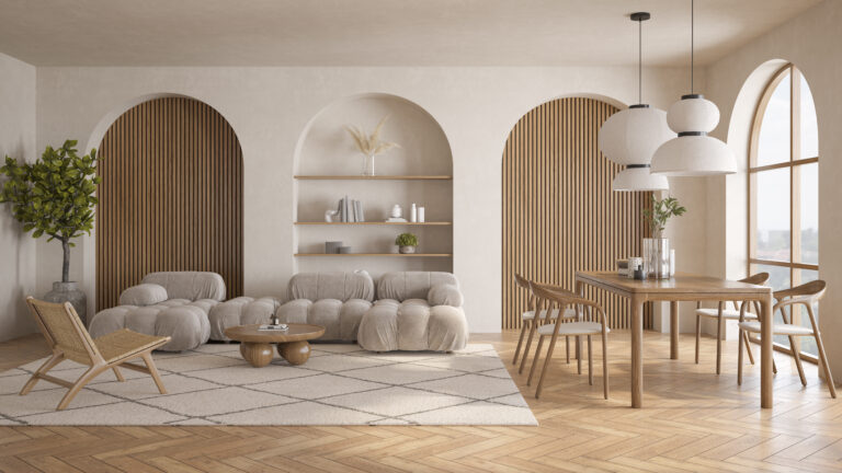 Modern style conceptual interior room 3d illustration